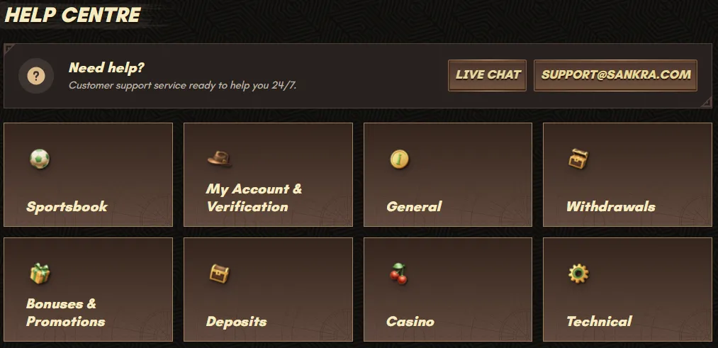 sankra casino help centre