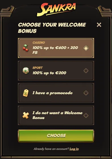 sankra casino sign up